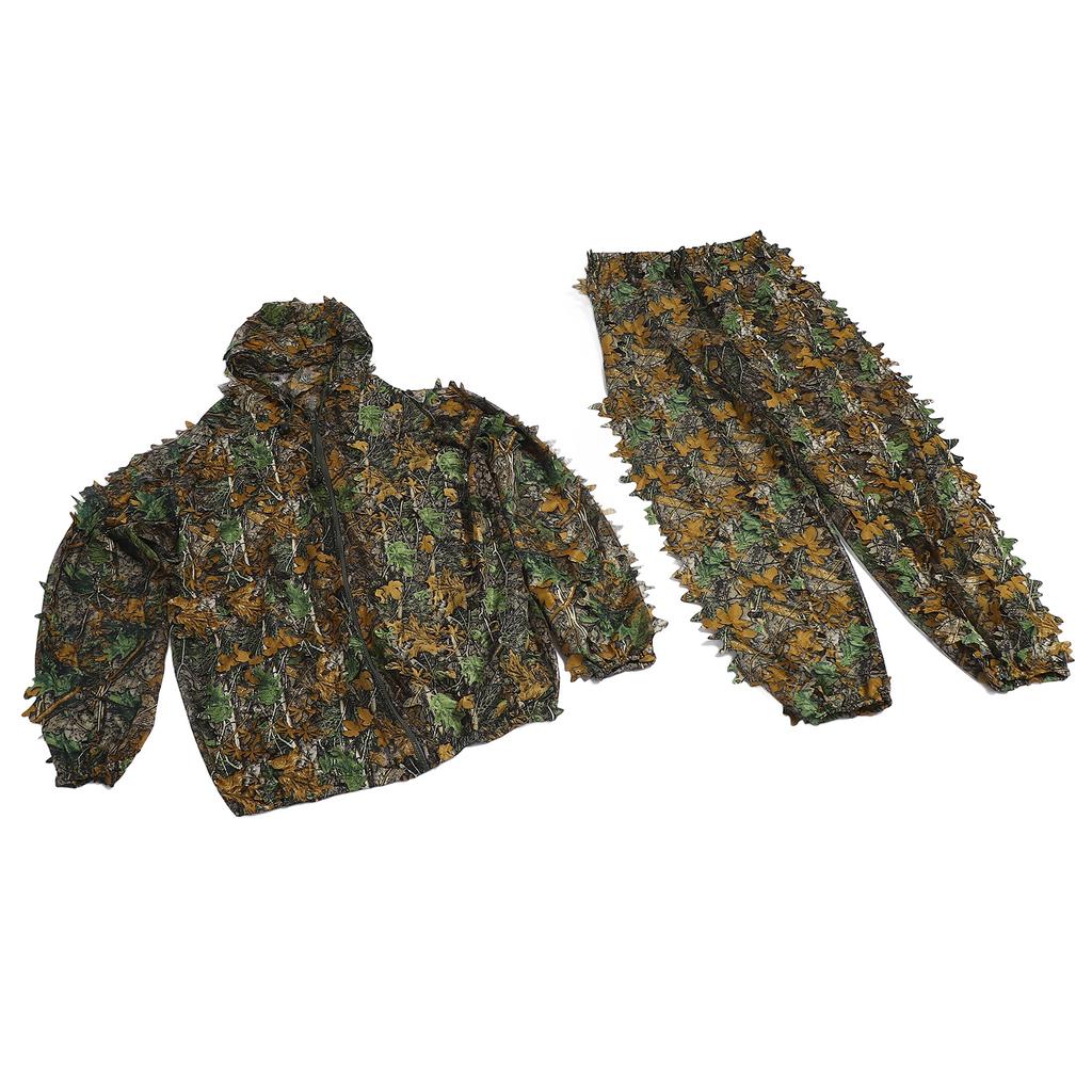 Outdoor Camouflage Suit Polyester Fiber Loose 3D Leafy Ghillie Suit for Bird Watching Hunting