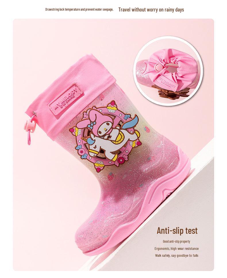 Sanrio Carousel Ferris Wheel Kids' Non-slip Rain Boots - Cartoon Jelly Shoes for Girls