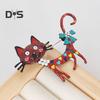 Adorable Cat Shape Brooch Colorful Enamel Faux Pearl Rhinestone Pin Suit Lapel Badge Casual Accessories