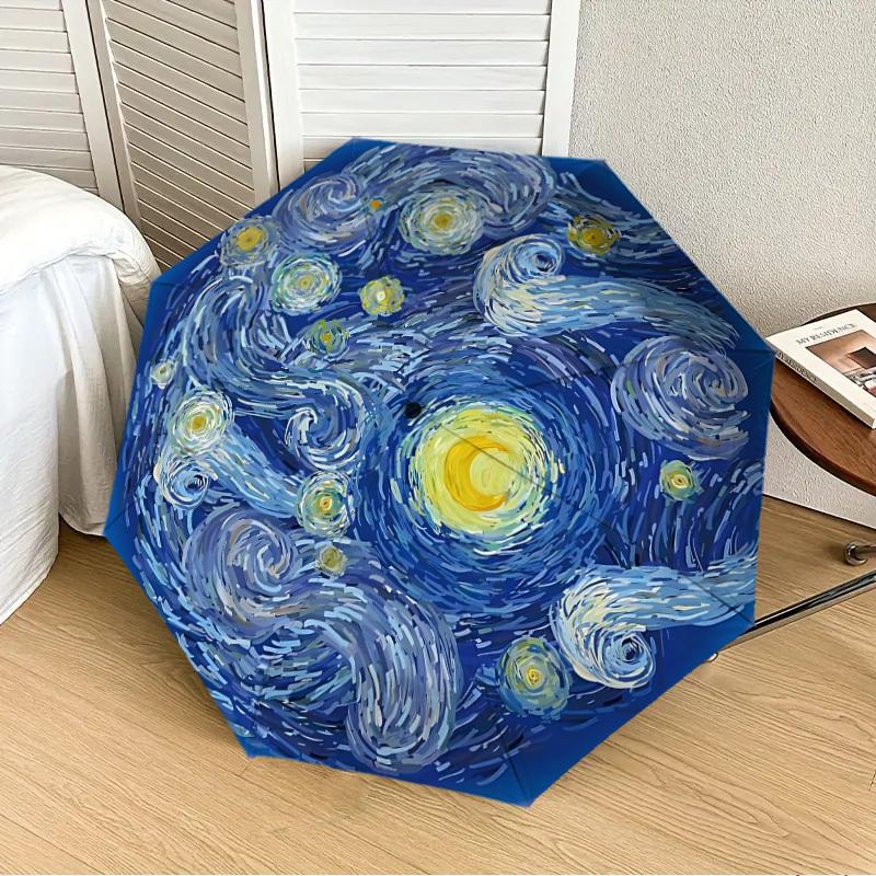 1pc Starry Night Automatic Folding Umbrella, Heavy-Duty 8-Rib Construction, Perfect for Everyday Yy251114121