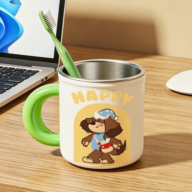 

Toothbrushing Cup - Stainless Steel Children s Toothbrushing Cup - Shock-resistant Toothbrushing Cup - Cute Toothbrushing Cup - Wash Basin Cup Sleep cap