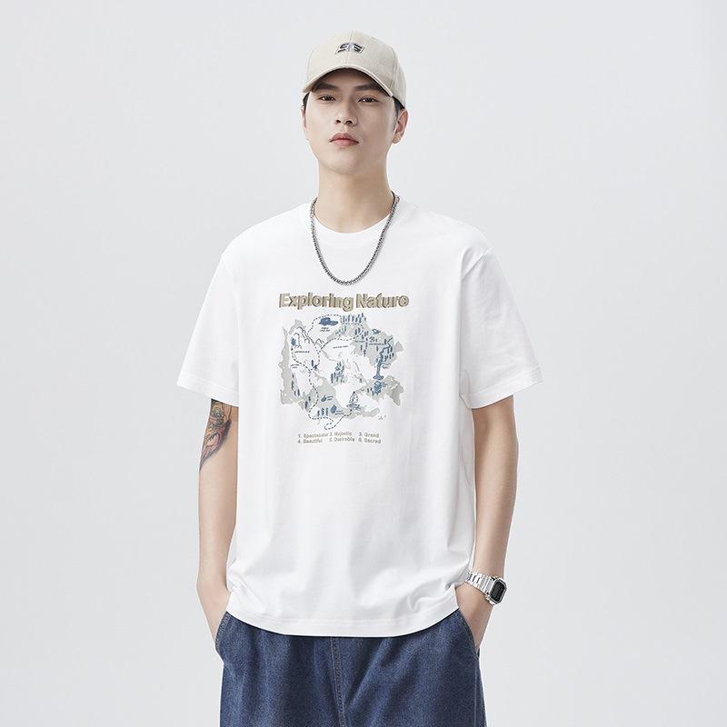 

New Moisture-wicking Printed Loose Round Neck T-shirt 4XL белый