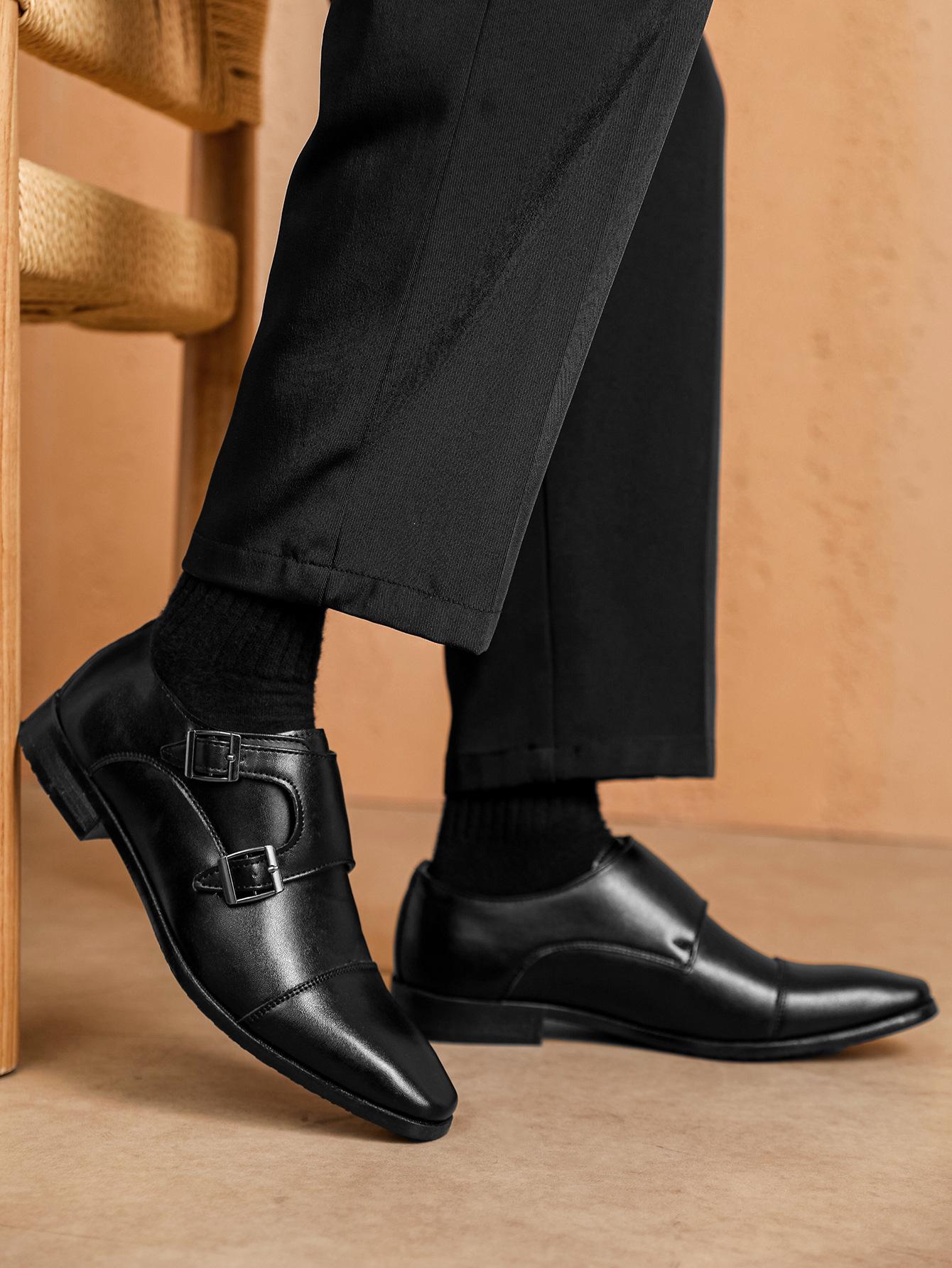 

HPIOPL4010 деловые кожаные туфли мужские с квадратным носком модельные туфли повседневные туфли три шва монк с пряжкой кожаные туфли мужские 48