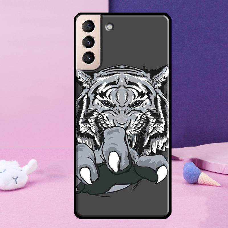 Lion Tiger Face Phone Case For Samsung Galaxy S25 Ultra S24 S23 Ultra S9 S10 S20 S21 S22 Plus S24 FE Cover