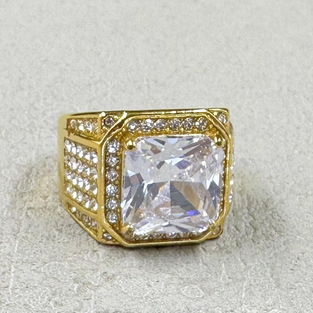 Хип-хоп Мода Золотой Цвет 316L Нержавеющая Сталь Кольца Для мужчин Женщин Квадратный AAA циркон Женские Кольца Anillos Mujer Подарки 8