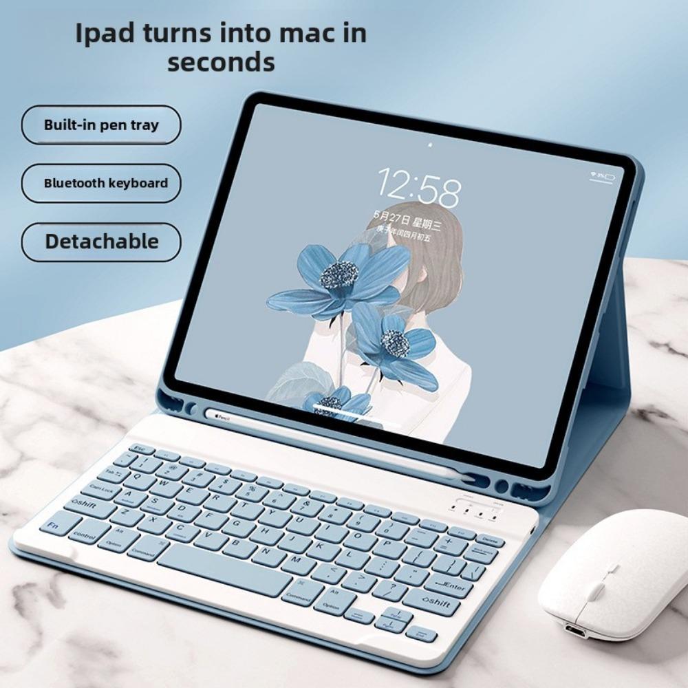 Bluetooth Keyboard Leather Case for IPad 10 10.2 with Pencil Slot Compatible Air 5 Pro 12.9 Mouse