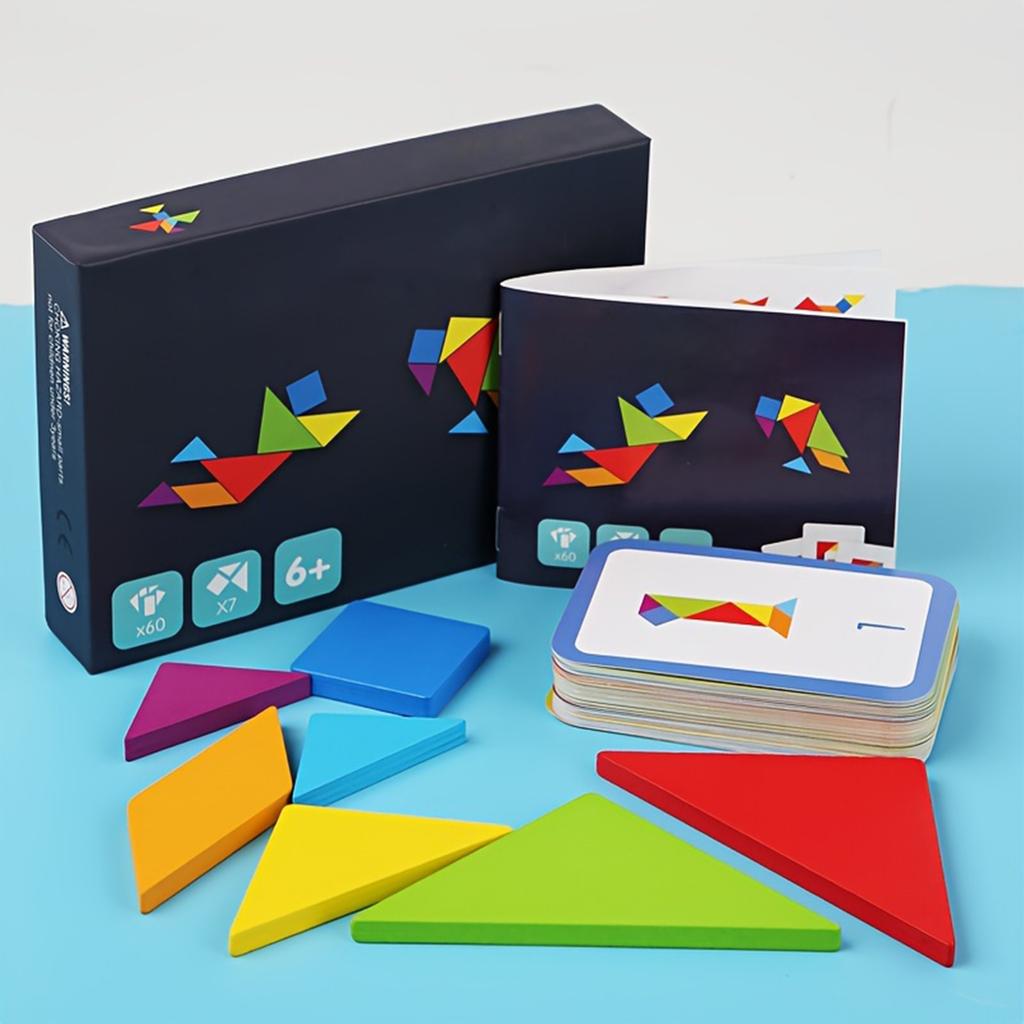 Wooden Tangram Puzzle Toys, Geometric Shape Toys, Parent Child Interactive Educational Toys, Holiday Gifts And Birthday Gifts.