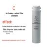 Integrierter Wasserwegreiniger: 301 Filterkartusche, PPC-Verbundwerkstoff, RO-Membran und C-Aktivkohlefilter.