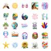 50 Beach Style Series Pp Waterproof Decorative Stickers Children'S Rewards Stickers Toys Diy Diary Handbook