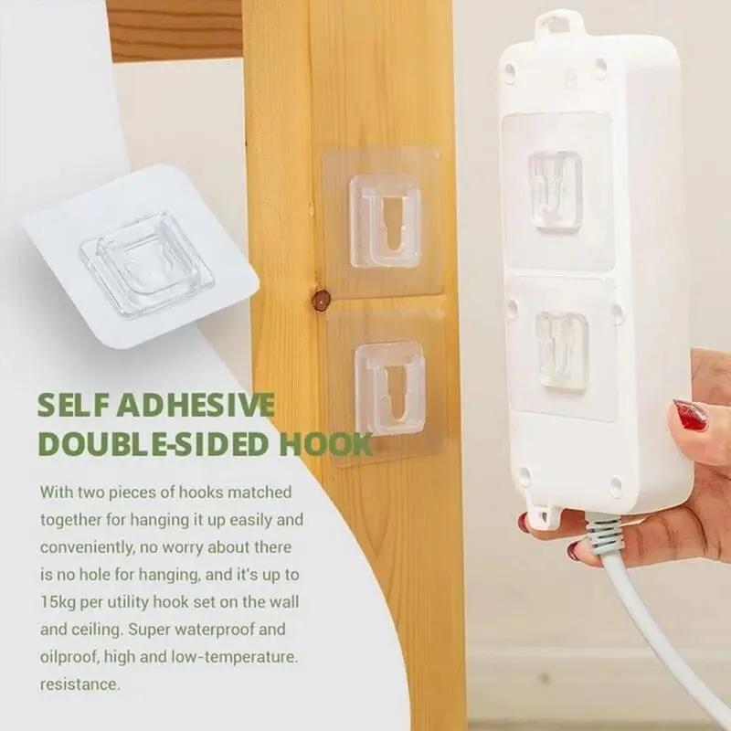 New Multi-Purpose Hooks 5/10 Pairs Double-sided Adhesive Wall Hooks Waterproof Clothes Hats Towel Hooks Kitchen Bath Door Hooks