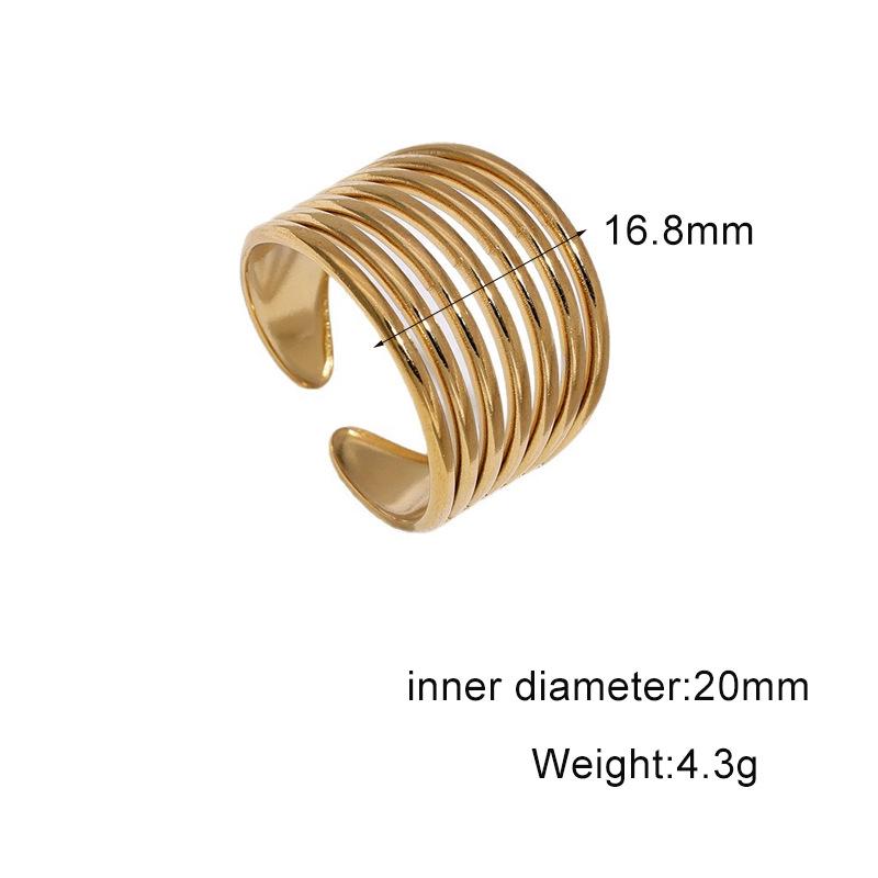 Women's Gold French Retro Stainless Steel Open Ring - Fade-Resistant, Multi-Layered Titanium Design