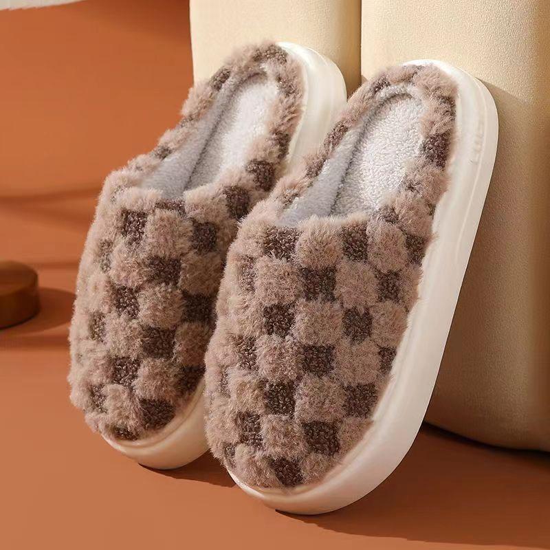 

Зимние новые домашние хлопковые тапочки, нескользящие и теплые, на толстой подошве, для пар, одинаковые хлопковые тапочки, плюшевые тапочки 44-45