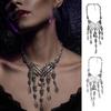 Retro Alloy Jewelry Skeleton Hand Skull Necklace, Gothic Choker Vintage Halloween Costume Punk for Women Outfit, Goth-Themed Parties Cool