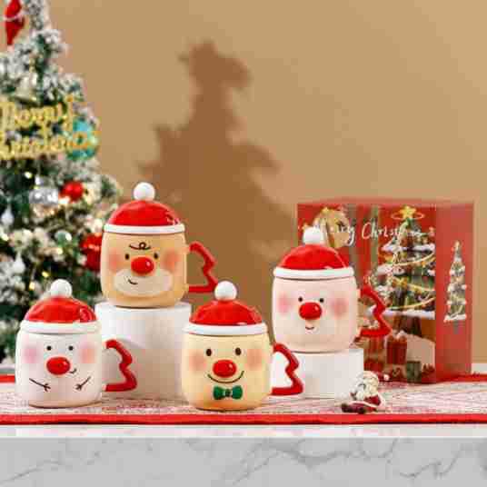 Ceramic Cup Christmas Mug Water Cup Gift Gift Set Gift Box Opening Cartoon Gift
