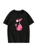 Sommer Baumwolle Wounisex Mode Hip-Hop T-Shirt Rosa Leopardendruck T-Shirt Rundhals Bequem Lässig Kurzärmeliges Oberteil