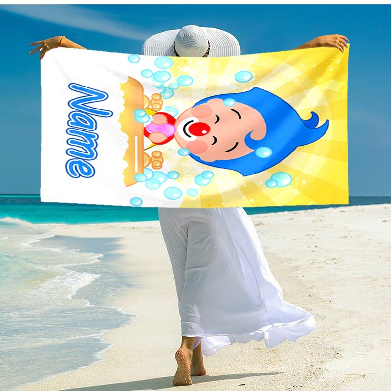 Personalized customized proof beach towel with plim plim pattern - soft, absorbent,quick-drying,perfect swimming,camping&bathing