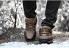 Men's Waterproof Winter Hiking Boots with Fleece Lining, Non-Slip, Wear-Resistant, Durable Outdoor Shoes for Construction and Labor Protection.