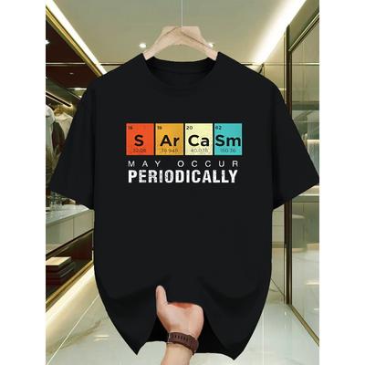 European Sizes Men's Periodic Graphic T-Shirt - Slight Stretch, All-Season Comfort Crew Neck Tee Design for Gym, Casual Sarcasm Funny for Men