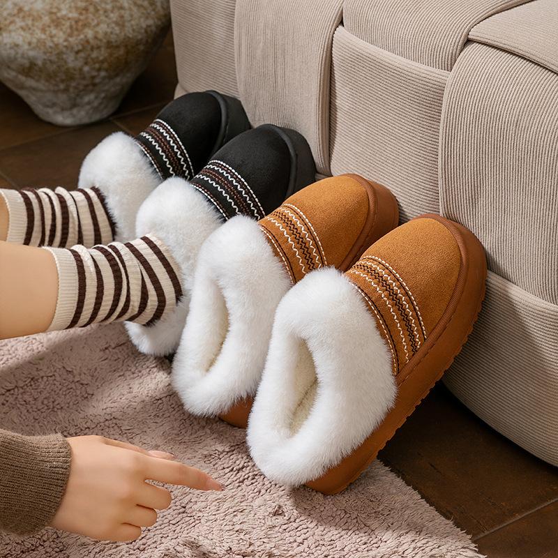Autumn and Winter Cotton Slippers Thickened Indoor Home Thermal Velvet Bedroom Wedding Wool Slippers