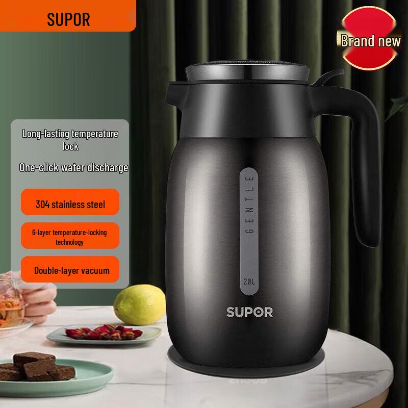 

Supor 2.0L 304 SS Press-Type Insulated Kettle