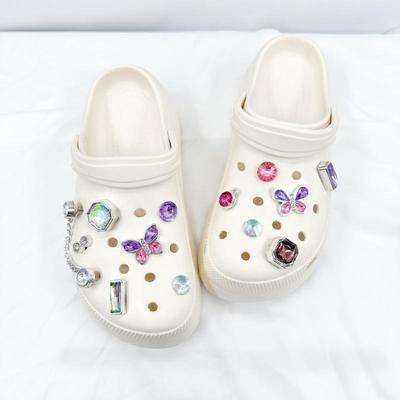 13PCS Shoe Charms for Crocs Colorful Diamond Butterfly Chain Decoration Buckle for Croc Charms Set Accessories Woman Girls Gift