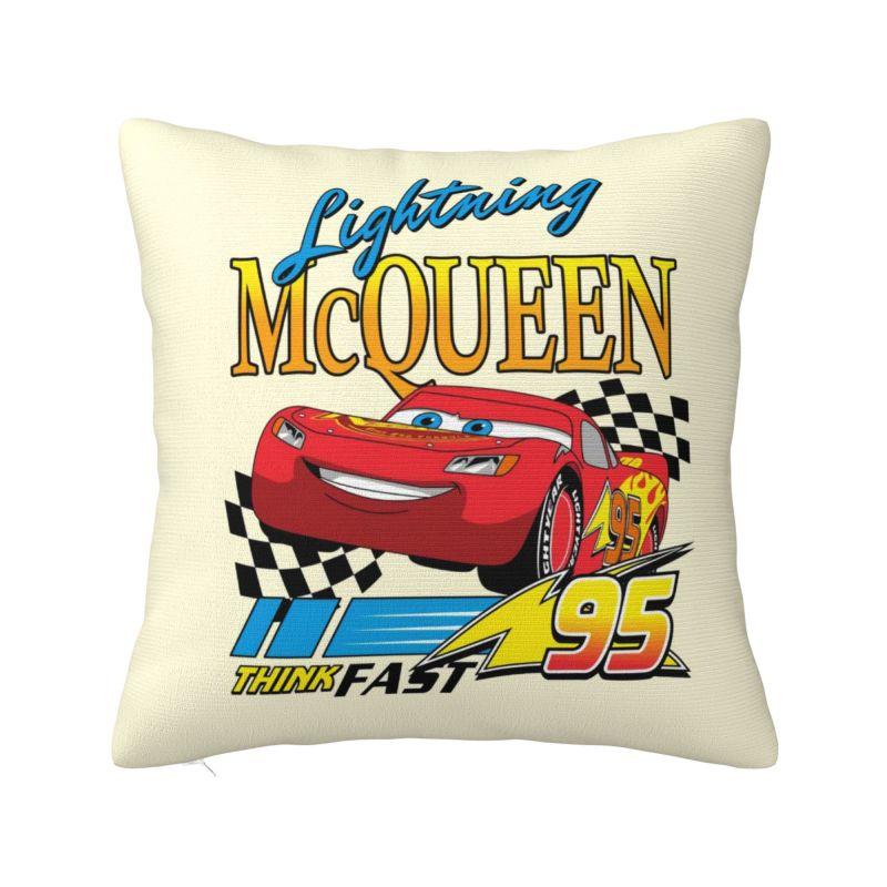 Custom Fashion Lightning McQueen Cartoon Cushion Cover 45x45cm Soft Pillow for Sofa Square Pillowcase