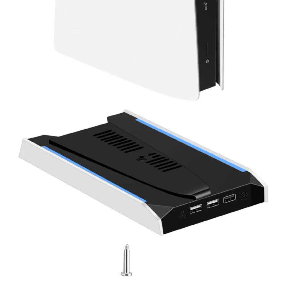 Für PS 5 Slim/PS 5 Pro RGB-Basisständer mit 3 USB 2.0-Anschlüssen, vertikaler Halter, 8 Lichtmodi für Sony Playstation 5 Spielzubehör