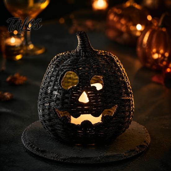 Festliche Kürbisdekoration Halloween Gruselige Aufbewahrungsbox, Harz Jack-O'-Lantern Teelichthalter, Hohl für Tischdekoration Partyhalter