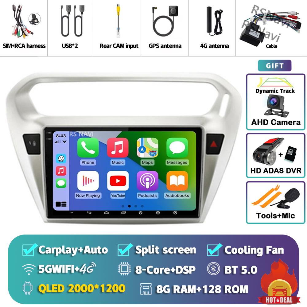 Android 14 Carplay Car Radio For Peugeot 301 2013 - 2016 Multimedia Video Player Navigation GPS Stereo AI Voice 360 Camera 2Din