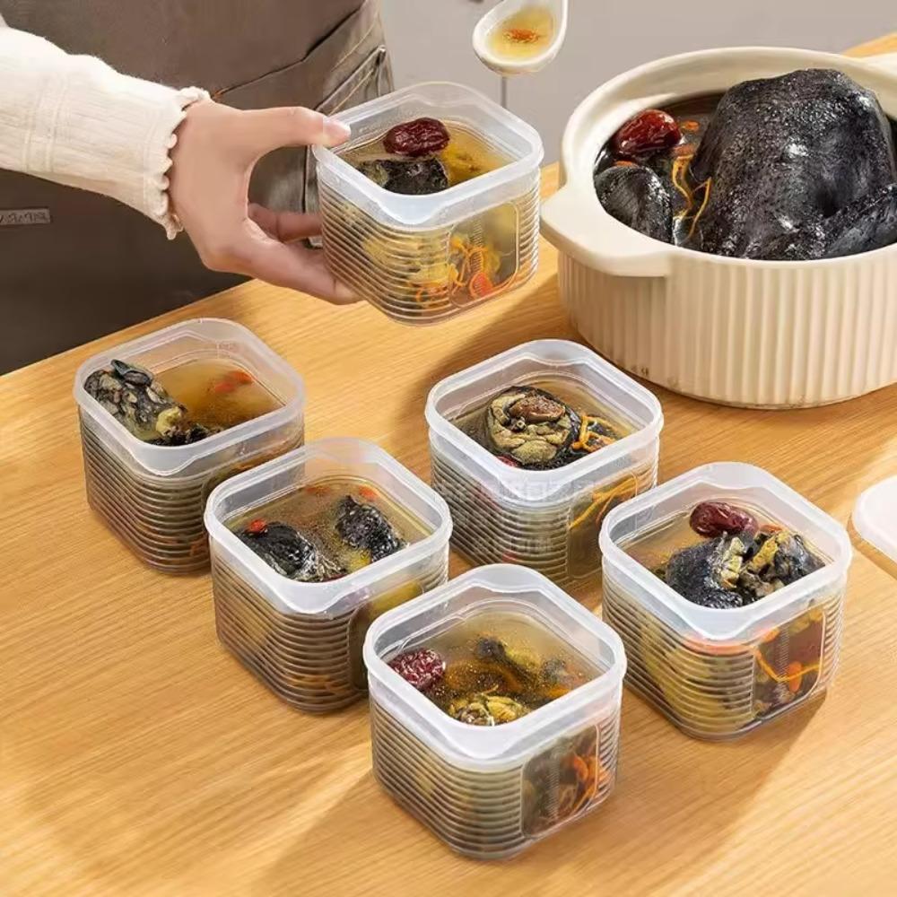 

Sealed Refrigerator Storage Box Divided Frozen Soup Box Crisper Seasoning Storage Jar Rice 1 Set