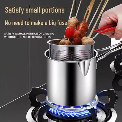 Deepened Stainless Steel Mini Frying Pan with Filter for Induction Cookers
