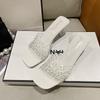 Slippers female transparent semi-drag summer 2025 new crystal thick heel outer wear high heels open-toed rhinestone one-word drag