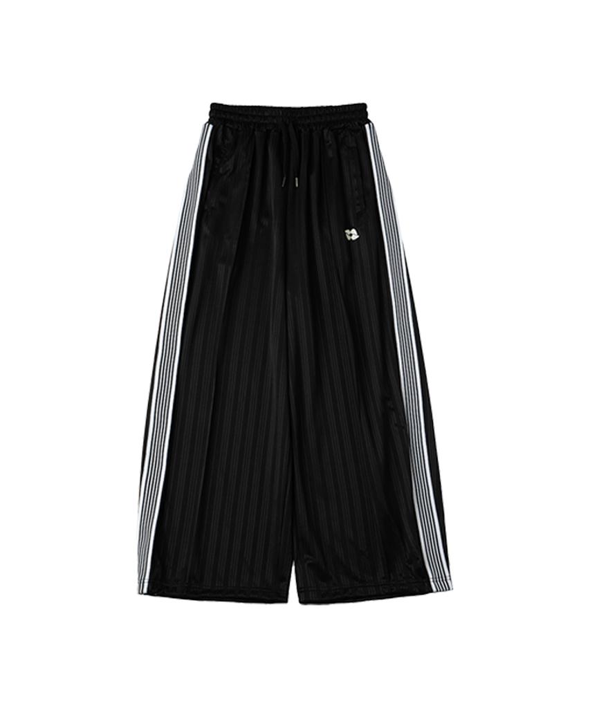 URBANAGE Balloon Fit Curved Line Track Pants_Black