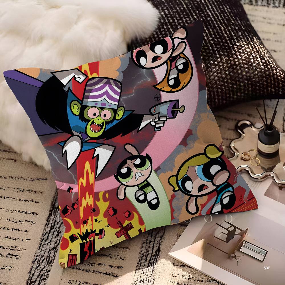 P-Powerpuff Anime G-Girls Personalized Picture Text Home Decorative Pillows Household Gifts 45x45cm