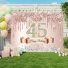 2D Luxury Rose Gold 45th Birthday Backdrop for Milestone Celebrations