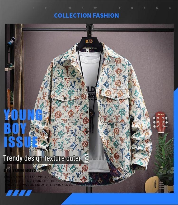 Men's Plus Size Retro Floral Long Sleeve Lightweight Jacket