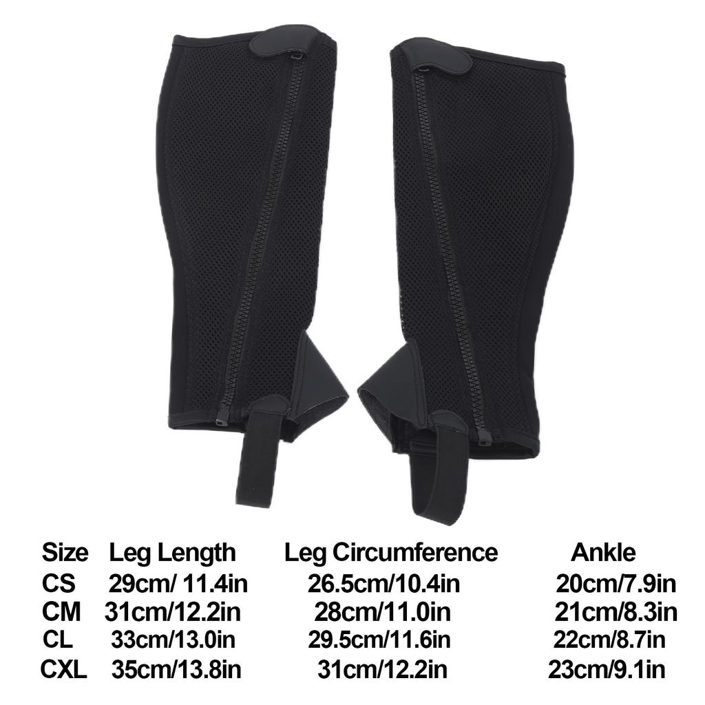 2pcs Half Chap Black Flexible Mesh Equestrian Half Chap for Children Horse Riding  