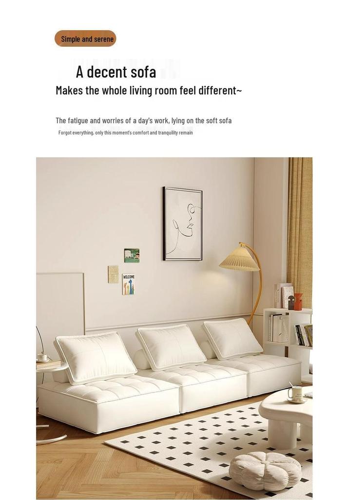 Minimalist Tech Fabric Double Module Sofa for Small Apartments