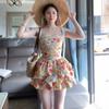 Dopamine Super Fairy Floral Suspender Dress Summer New Seaside Vacation Bud Waist Fluffy Short Skirt