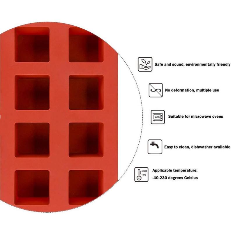 Silikonová forma 3D čtvercová, na bábovku, pěnu, dort, mýdlo, svíčku, želé, brownie, cheesecake, čokoládový lanýžový pudink, tácek