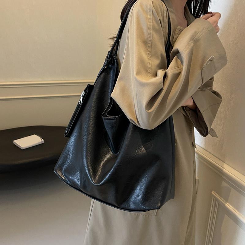 Large Capacity PU Leather 2 Pcs/set Shoulder Bags For Women Winter Trend Female Underarm Bag Lady Handbags Tote Bag KTY