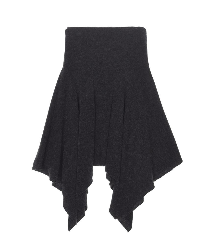 Nigaennikol Asymmetric Hem Wool Skirt_Charcoal