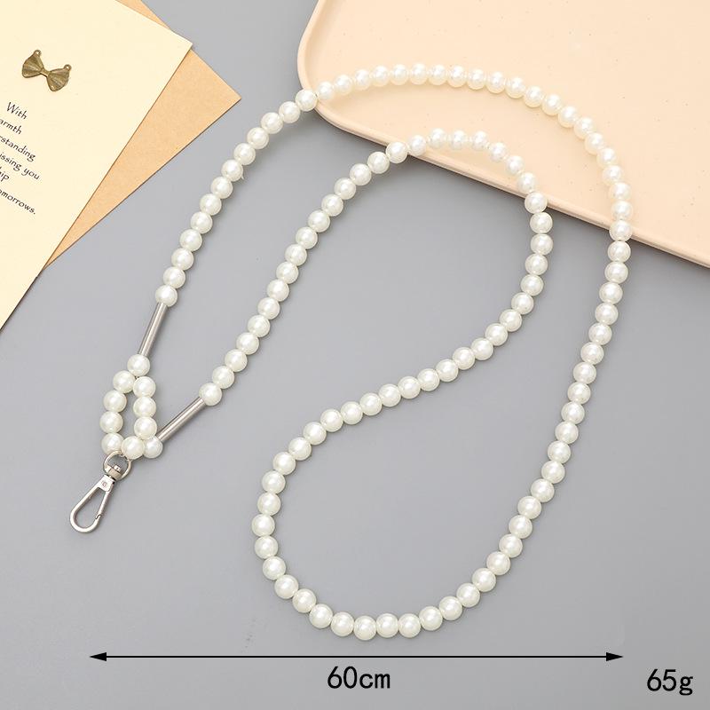 Handmade Pearl Crossbody Phone Case Lanyard with Beaded Charm