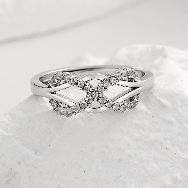 Independent Station Digital Gene Shape Ring Female, Micro-Inlaid Simple Ring Texture Fashion Jewelry