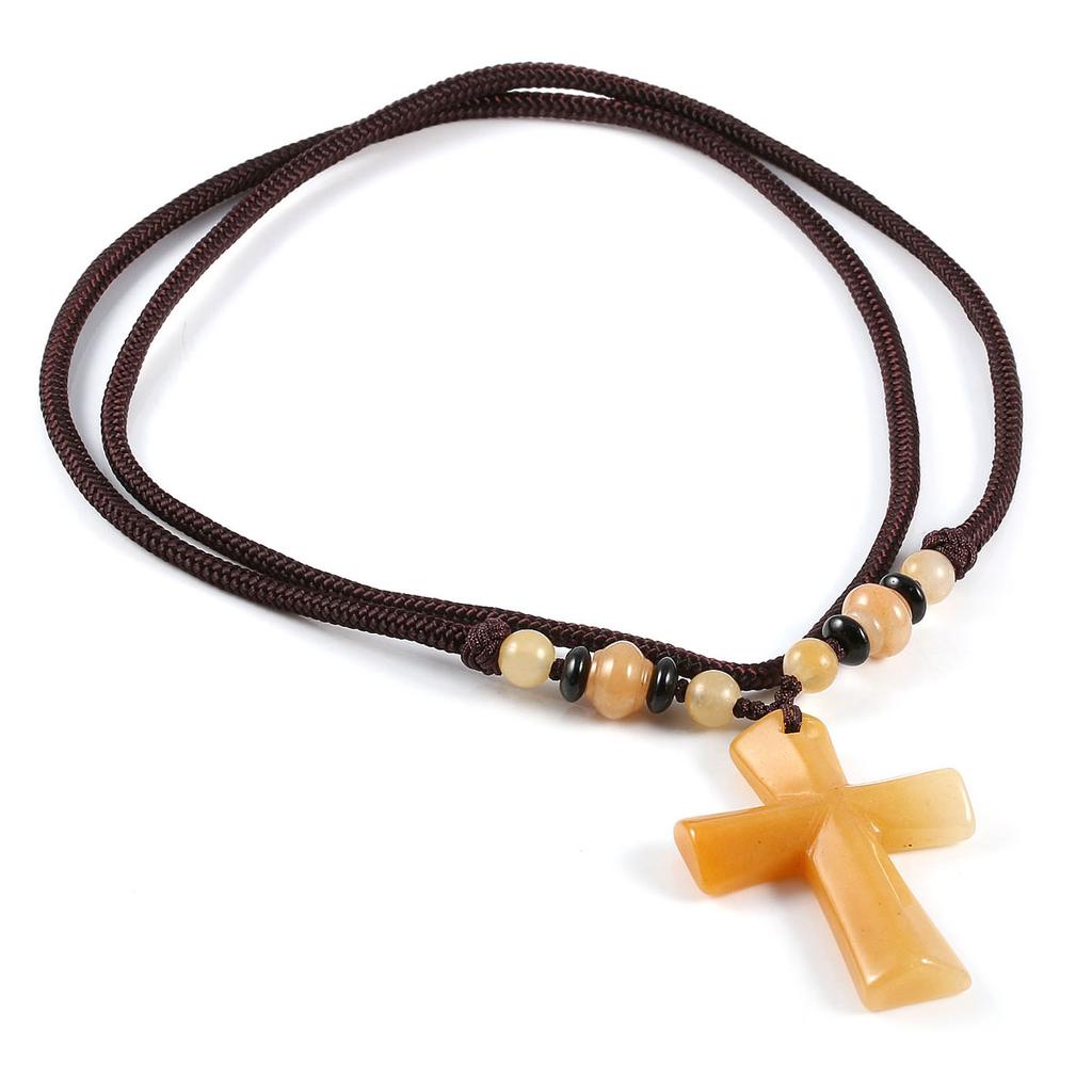 New Style Necklace 66 Cm with Cross Agate Pendant Charms for Elegant Women Wedding Clothes Jewelry
