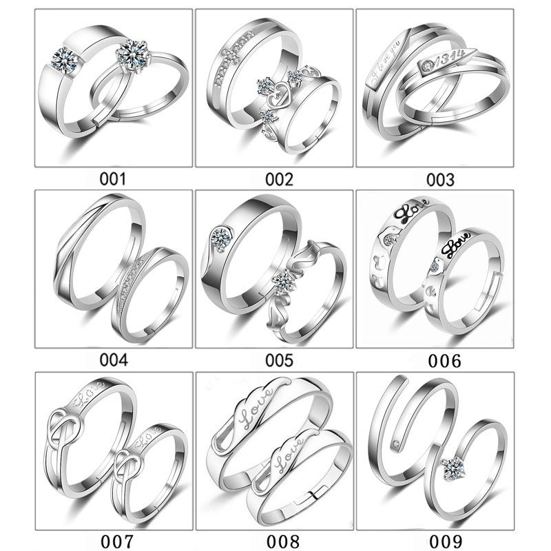 High-grade Fashion Trends Differences with Personalised Glitter and Lustre Ring Female Proposal Wedding Open Ring Couple Ring Jewellery