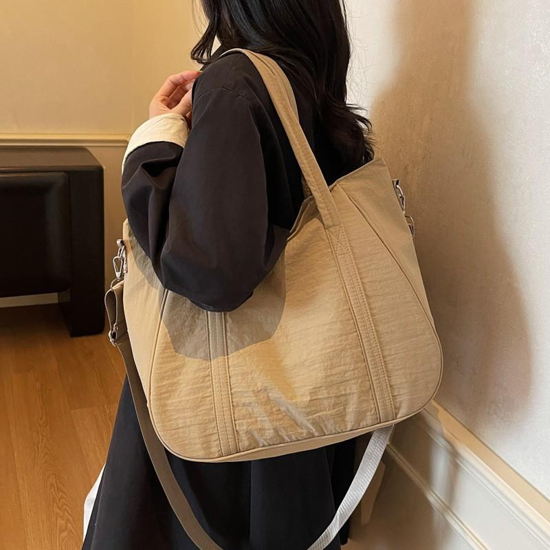 New Nylon Cloth Bag Fashionable Japanese Simple Solid Color Shoulder Commuting All-matching Large-capacity Tote