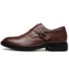 Monk Strap Slip On Genuine Leather Business Men's Shoes Handmade Dress Loafers Men Casual Shoes for Men with Buckle Big Size 49