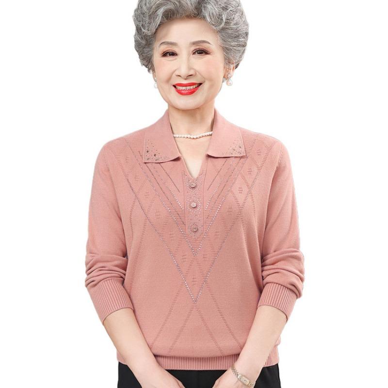 Mom's spring and autumn new thin sweater medium women's clothing large size loose pullover bottoming shirt women's top