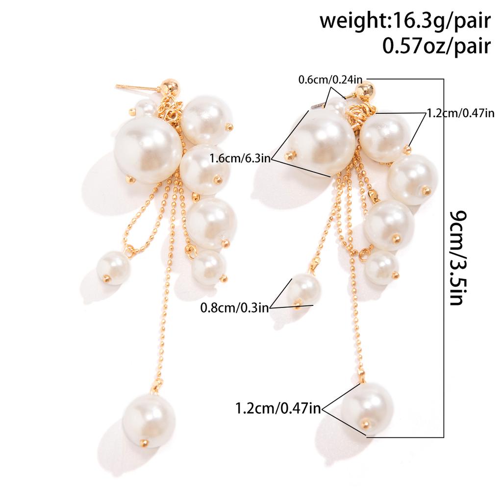 Elegant Imitation Pearl Ball Tassels Drop Earrings for Women Trendy Ladies Long Earring Hanging Accessories 2026 Fashion Jewelry